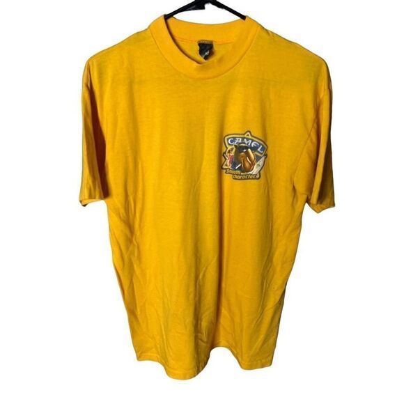 VTG 80s Joe Camel Yellow T Shirt Mens Large - Picture 1 of 5